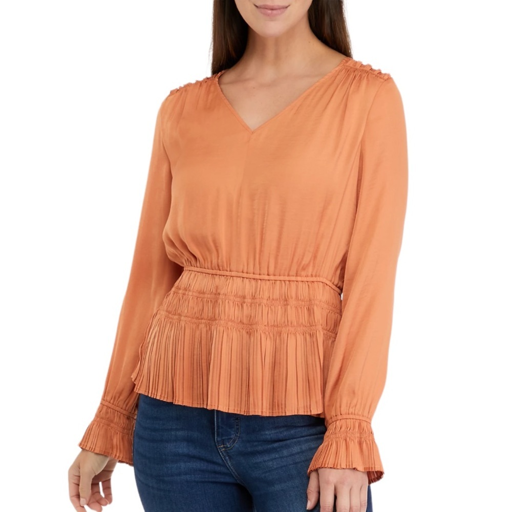 PHILOSOPHY Airflow V-Neck Smock Waist Top M NWT